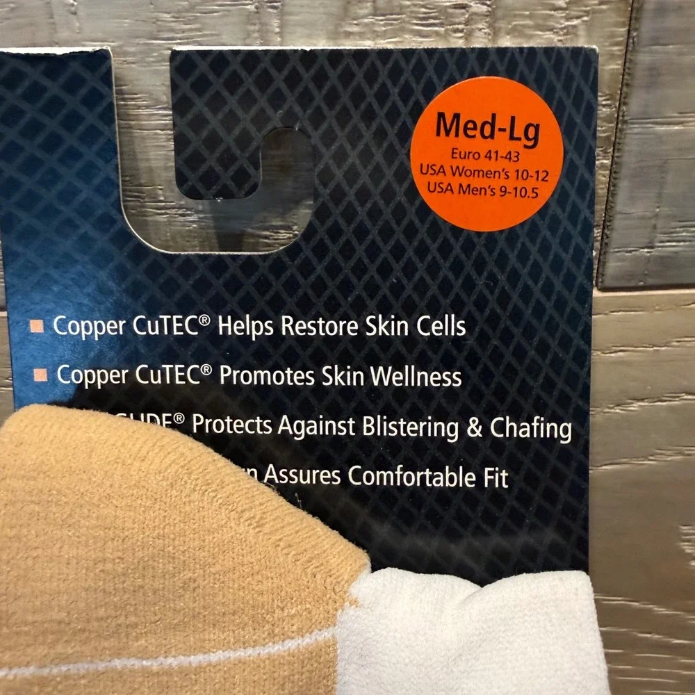 Medicore Work Socks White Med-Lg Copper CuTEC NanoGLIDE Anti-Blister Crew 10R861